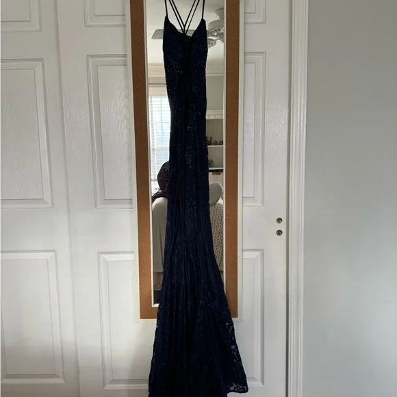La Femme Navy Prom Dress - Picture 10 of 11